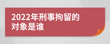 2022年刑事拘留的对象是谁