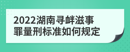 2022湖南寻衅滋事罪量刑标准如何规定