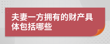 夫妻一方拥有的财产具体包括哪些