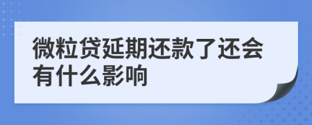 微粒贷延期还款了还会有什么影响