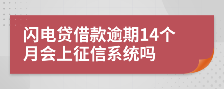 闪电贷借款逾期14个月会上征信系统吗