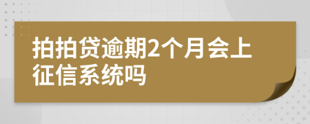 拍拍贷逾期2个月会上征信系统吗