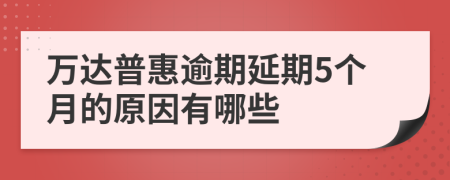 万达普惠逾期延期5个月的原因有哪些