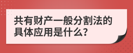 共有财产一般分割法的具体应用是什么？