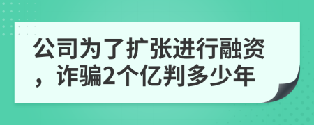 公司为了扩张进行融资，诈骗2个亿判多少年