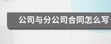 公司与分公司合同怎么写