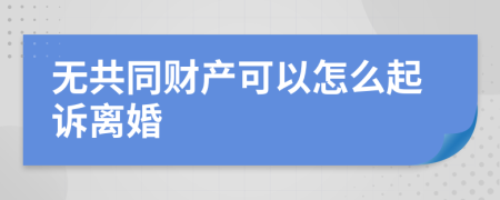 无共同财产可以怎么起诉离婚