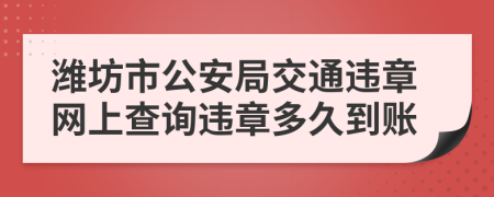 潍坊市公安局交通违章网上查询违章多久到账