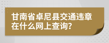 甘南省卓尼县交通违章在什么网上查询？