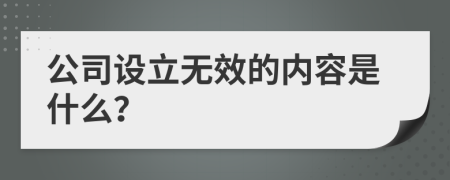 公司设立无效的内容是什么？
