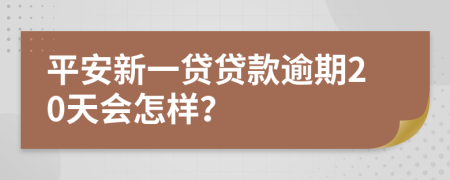 平安新一贷贷款逾期20天会怎样？