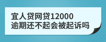 宜人贷网贷12000逾期还不起会被起诉吗