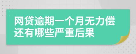网贷逾期一个月无力偿还有哪些严重后果