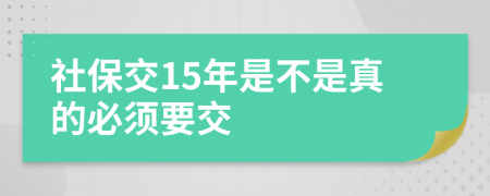 社保交15年是不是真的必须要交