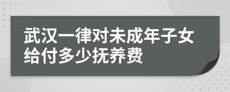 武汉一律对未成年子女给付多少抚养费