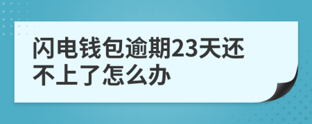 闪电钱包逾期23天还不上了怎么办