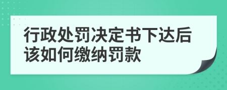 行政处罚决定书下达后该如何缴纳罚款