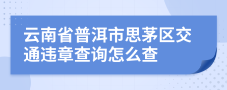 云南省普洱市思茅区交通违章查询怎么查