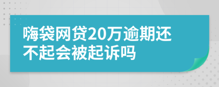 嗨袋网贷20万逾期还不起会被起诉吗