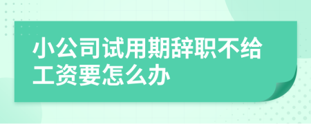 小公司试用期辞职不给工资要怎么办