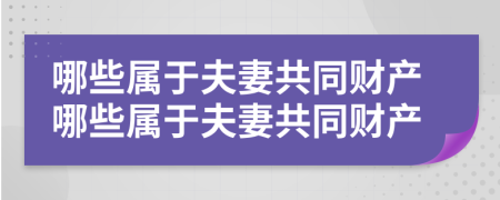 哪些属于夫妻共同财产哪些属于夫妻共同财产