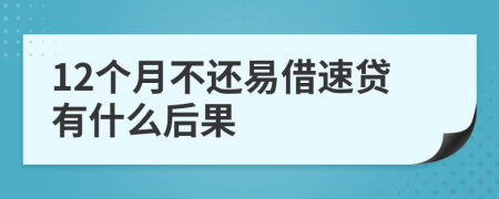 12个月不还易借速贷有什么后果