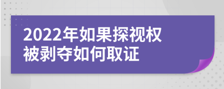 2022年如果探视权被剥夺如何取证