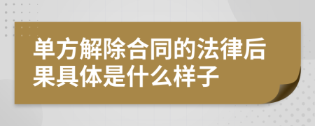 单方解除合同的法律后果具体是什么样子