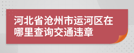 河北省沧州市运河区在哪里查询交通违章