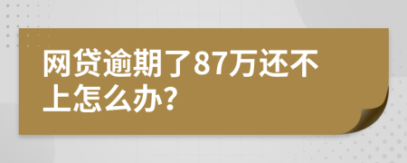 网贷逾期了87万还不上怎么办？