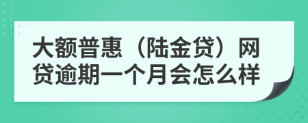 大额普惠（陆金贷）网贷逾期一个月会怎么样