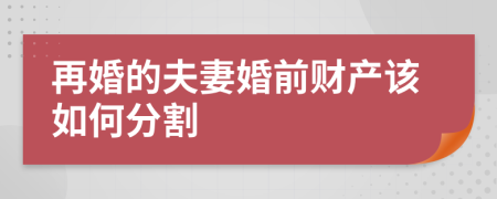 再婚的夫妻婚前财产该如何分割