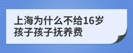上海为什么不给16岁孩子孩子抚养费