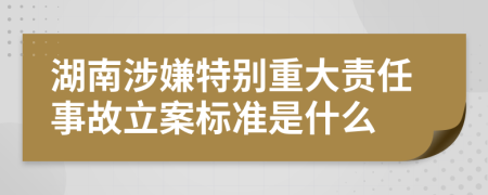 湖南涉嫌特别重大责任事故立案标准是什么