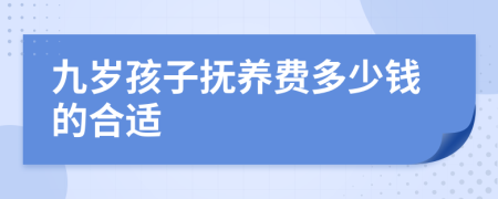 九岁孩子抚养费多少钱的合适