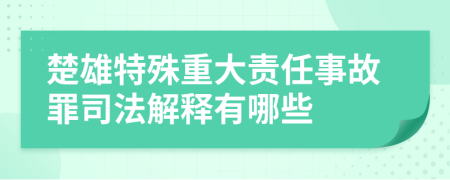 楚雄特殊重大责任事故罪司法解释有哪些