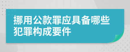 挪用公款罪应具备哪些犯罪构成要件