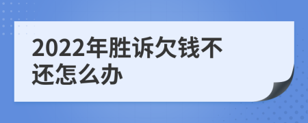 2022年胜诉欠钱不还怎么办