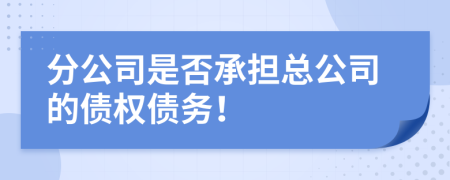 分公司是否承担总公司的债权债务！