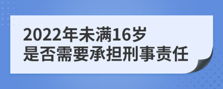 2022年未满16岁是否需要承担刑事责任