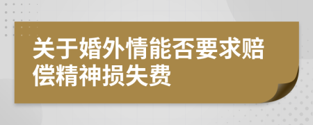 关于婚外情能否要求赔偿精神损失费