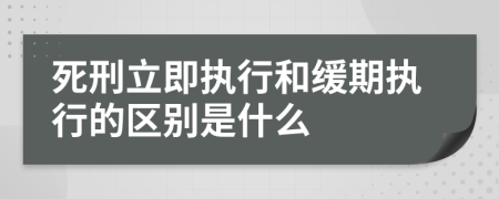 死刑立即执行和缓期执行的区别是什么