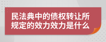 民法典中的债权转让所规定的效力效力是什么