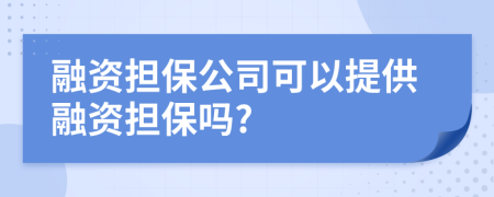 融资担保公司可以提供融资担保吗?