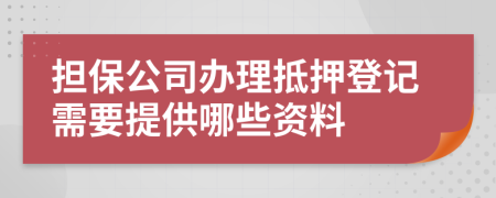 担保公司办理抵押登记需要提供哪些资料