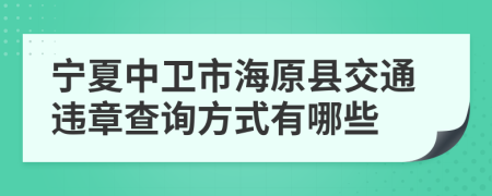 宁夏中卫市海原县交通违章查询方式有哪些