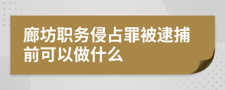 廊坊职务侵占罪被逮捕前可以做什么