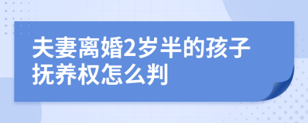 夫妻离婚2岁半的孩子抚养权怎么判