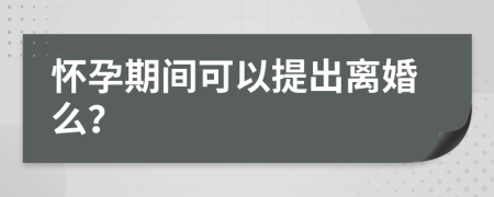 怀孕期间可以提出离婚么？