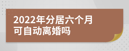 2022年分居六个月可自动离婚吗